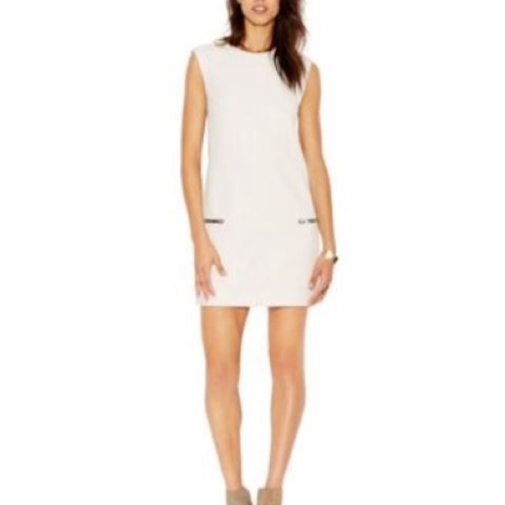 RACHEL Rachel Roy Cream Mini Dress with Zipper Accents